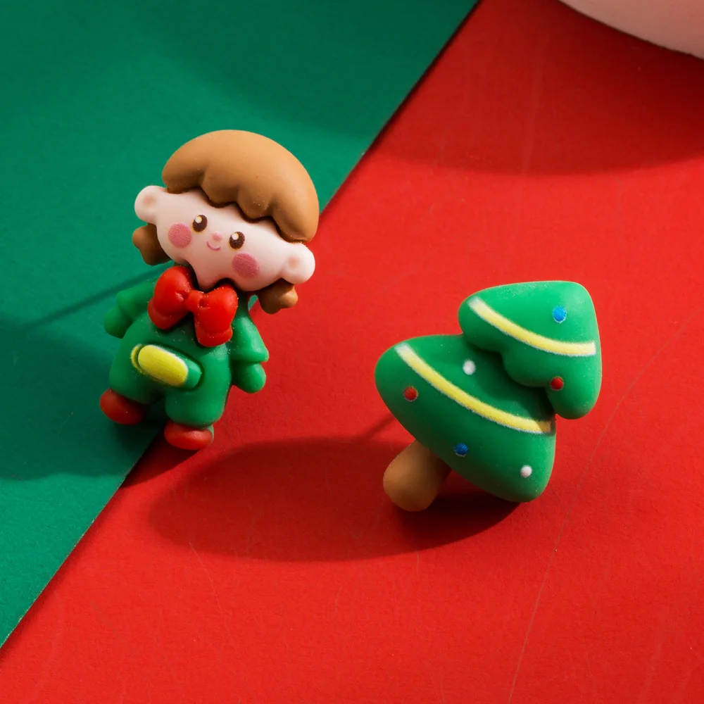 Металлические рождественские серьги-гвоздики из смолы для женщин новый милый