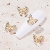 10 pcs butterfly alloy nail art jewelry charm 3d butterfly goldsilver zircon diamond diy nail art decoration accessories je841