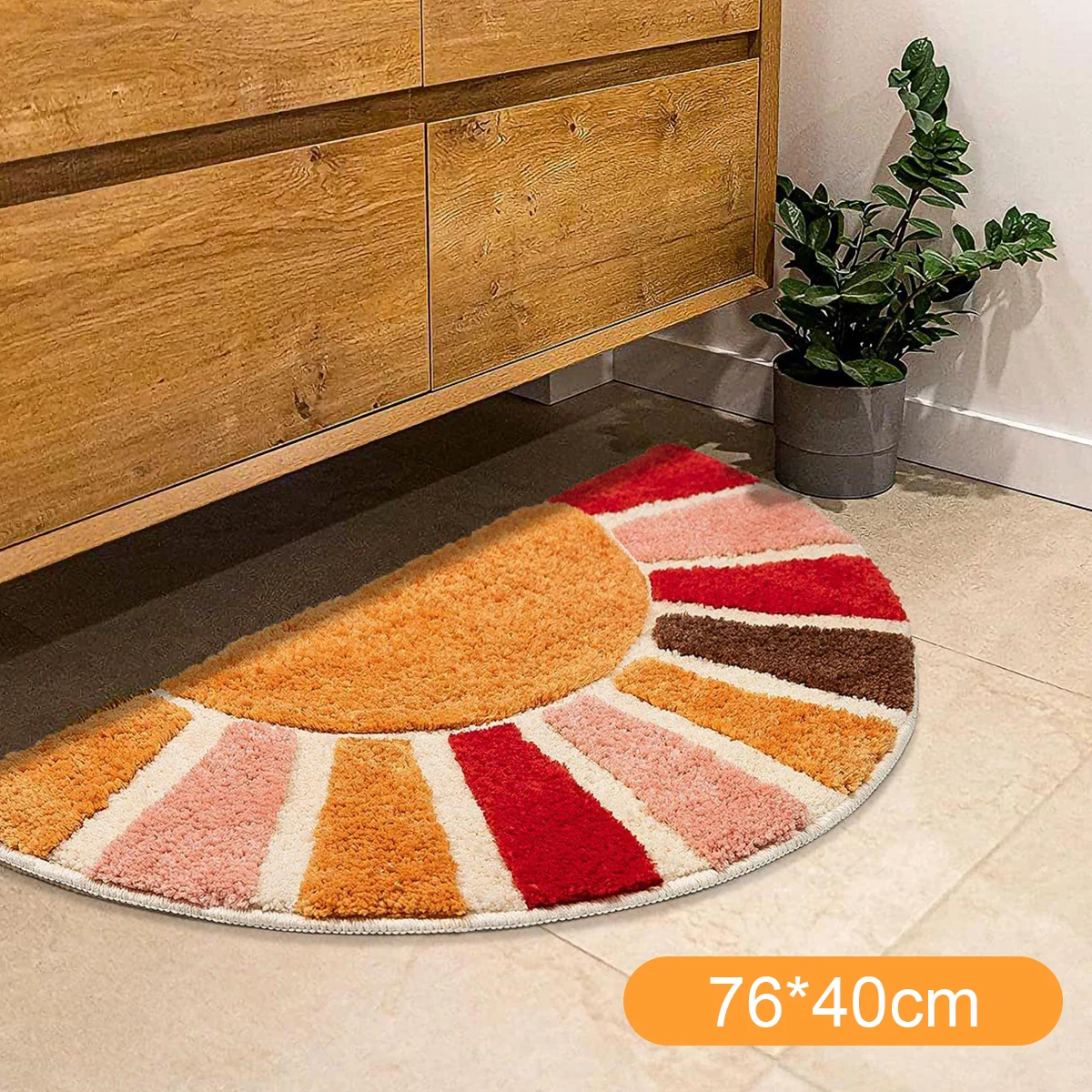 

Half Round Door Mat Decorative Sun Flower Half Circle Door Rug Water Absorbent Bathroom Mat Plush Bathroom Floor Rug