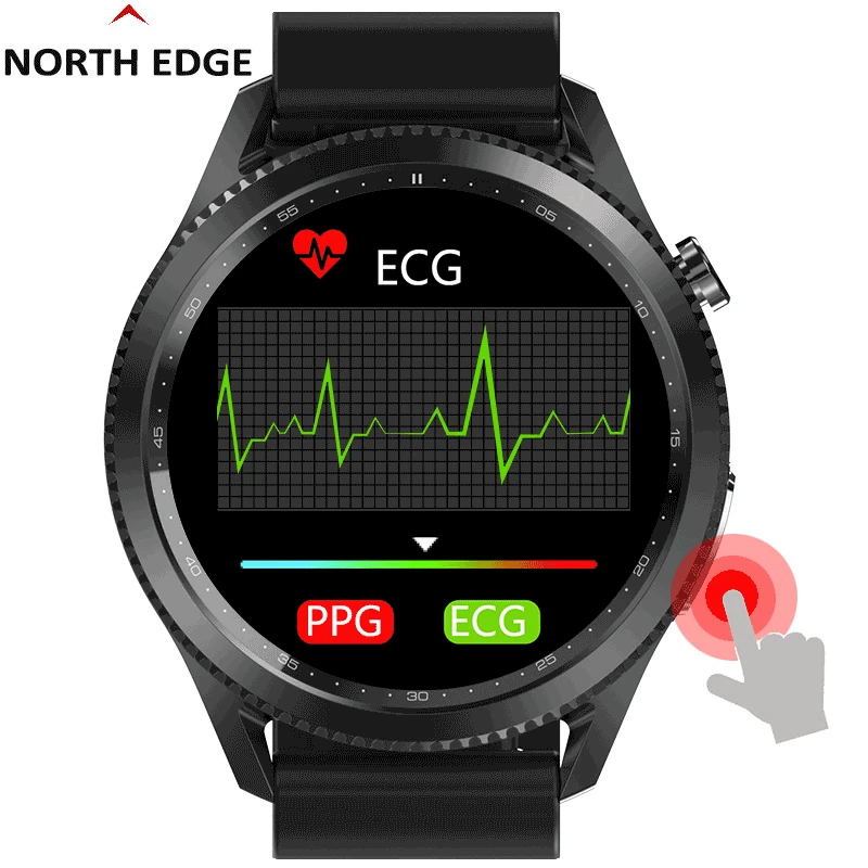 

NORTH EDGE ECG Smart Watch Men IP68 Tempearture Blood Oxygen Pressure Sports Fitness Tracker Watches Bluetooth For Android IOS