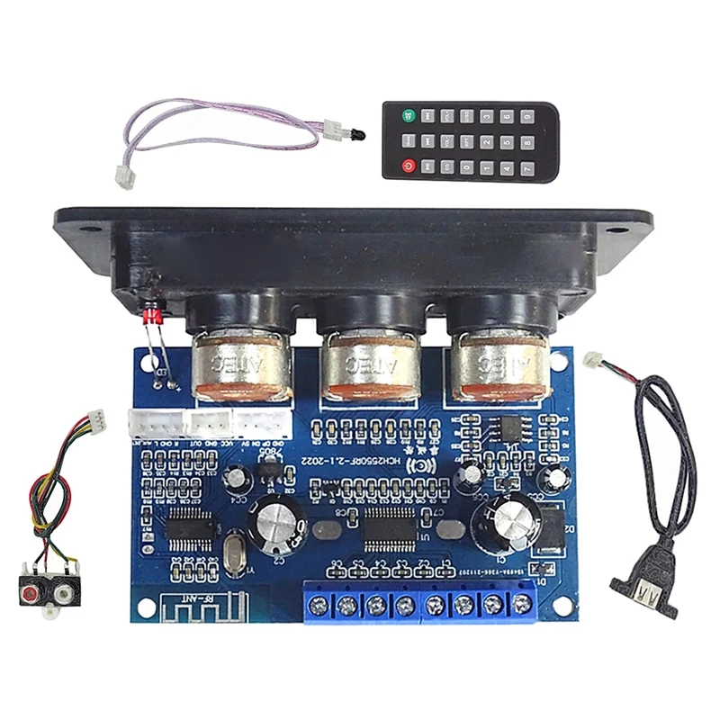 2 1 каналов 2X25W + 50W BT5.0 DC12-20V плата цифрового усилителя AUX Line USB кабель пульт