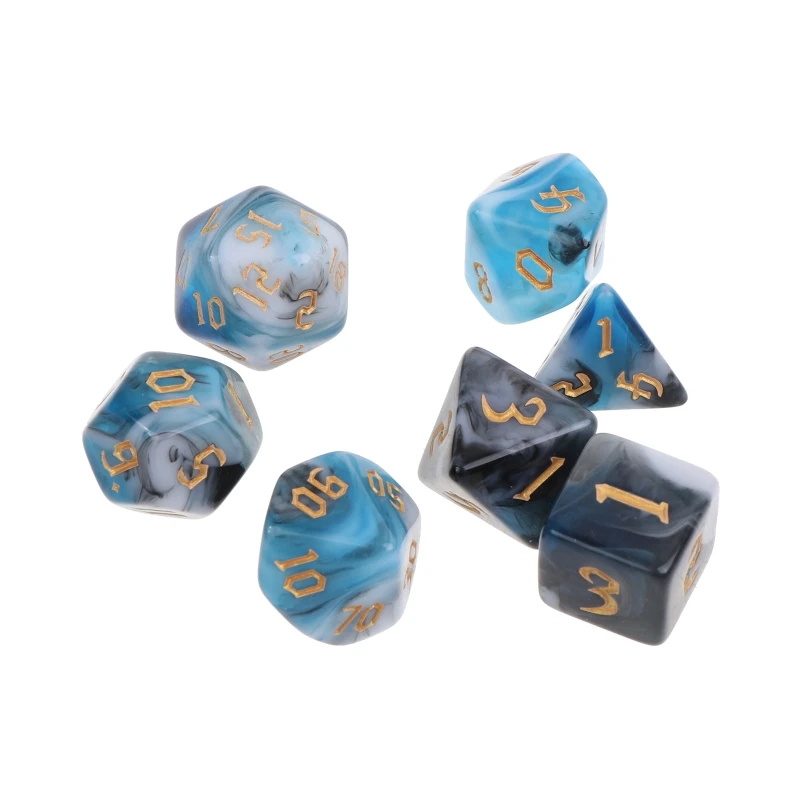 

7 шт. разноцветные многогранные кости, акриловые Подземелья и Драконы, настольные игральные кости для ролевых игр