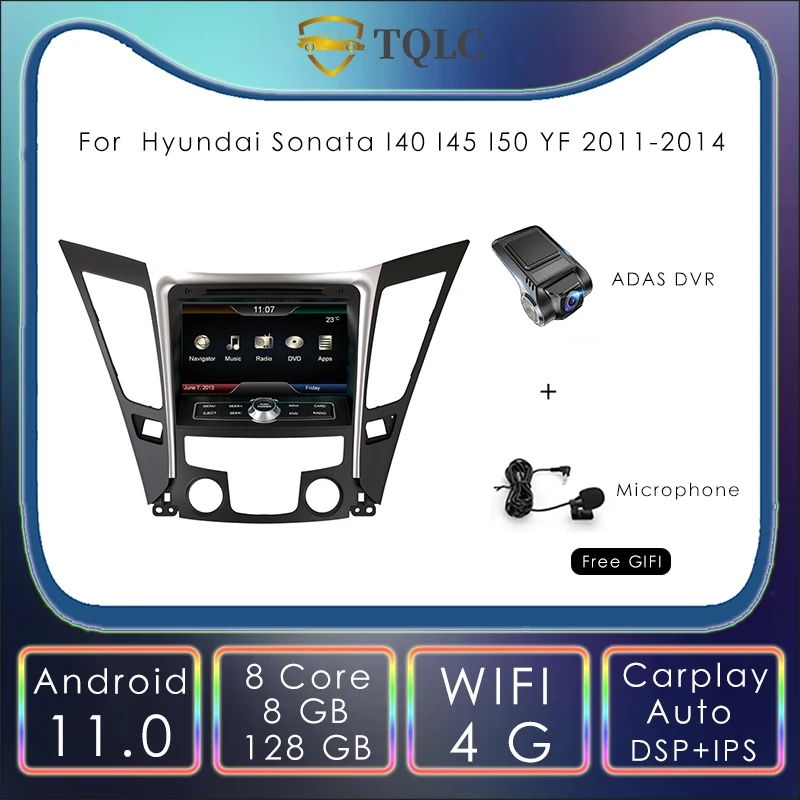 

8+128G Car Stereo Radio Android 12.0 For Hyundai Sonata I40 I45 I50 YF 2011-2014 Carplay Multimedia Player 360 4G WIFI Head Unit