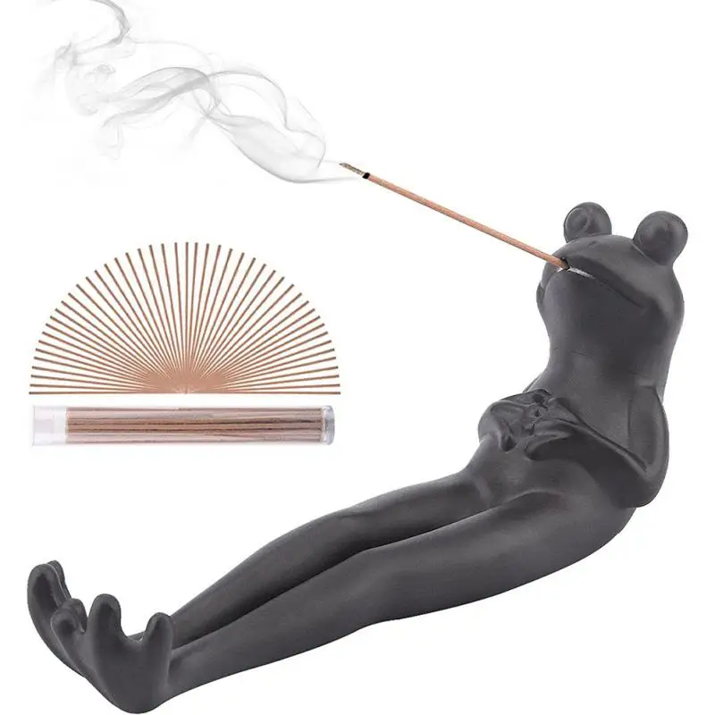 2023 Frog Incense Stick Holder - Ceramic Insence Burner Ash Catcher, Incense Stand Frog Ornament For Aromatherapy/Yoga