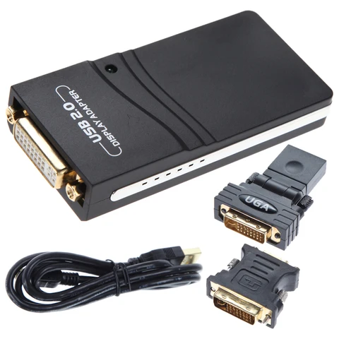 Внешний графический видеоадаптер, совместимый с USB 2.0 к DVI/VGA/HDMI, универсальный адаптер видеокарты для нескольких мониторов