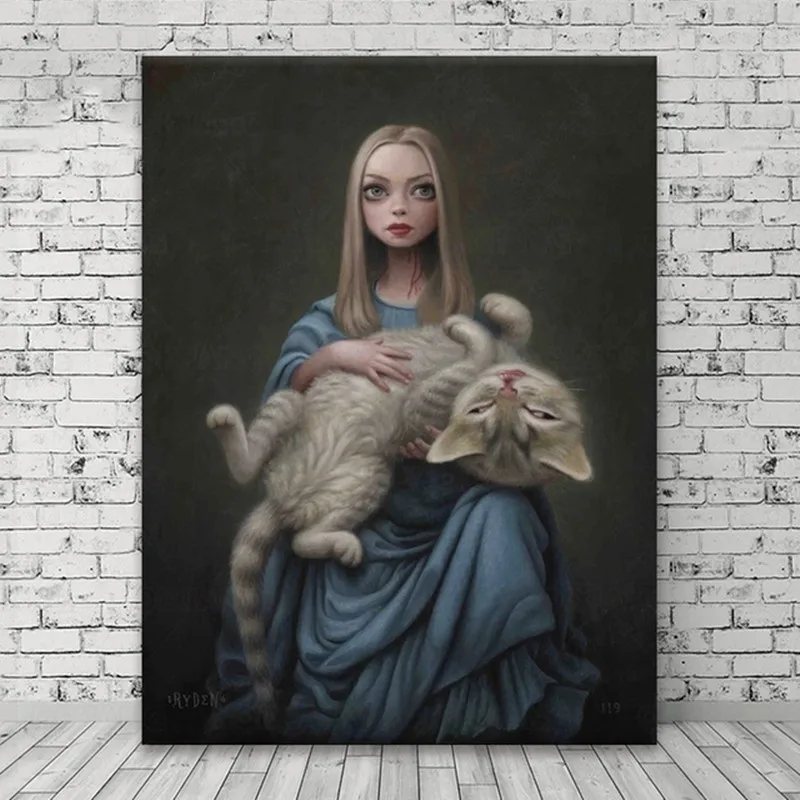 

5D Diamond Painting Embroidery Mark Ryden Cat Girl Full Square Diamond Mosaic Cross Stitch Kits Cartoon Home Decor Accessories