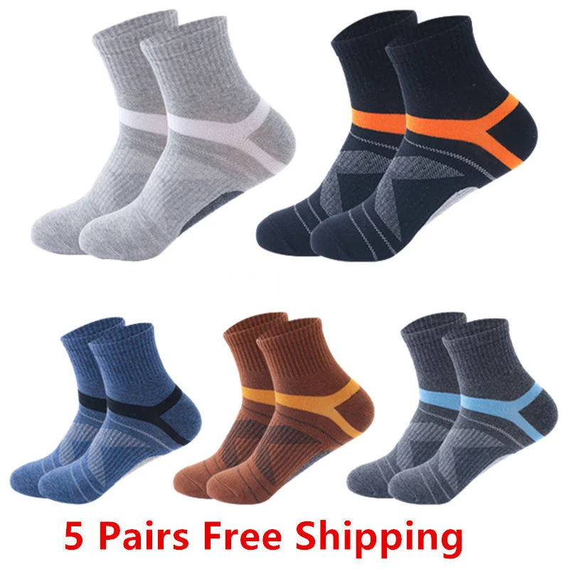 

5 Pairs/ lot Men Cotton Socks High Quality Sports Running Socks Summer Sock Men Breathable Casual Male Sock Black Sokken EU40-44