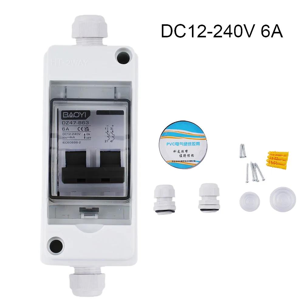 

Solar Circuit Breaker PV Disconnector DC12-240V Solar Energy Disconnector New Waterproof Box AC 90~400V Protection L And N Poles