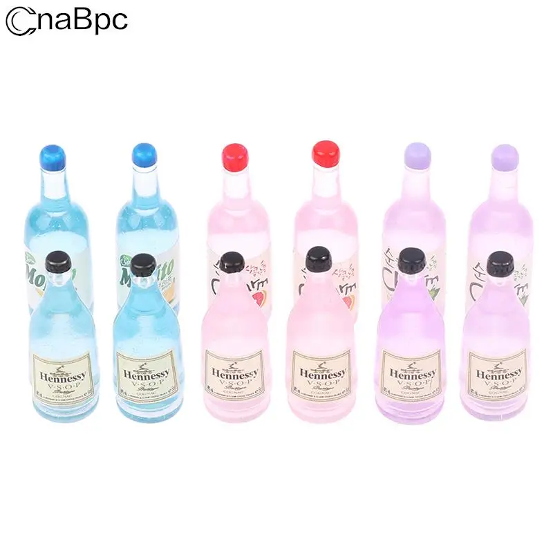 

6pcs/pack Mini Wine Bottle Model Dollhouse Miniature Simulation Drink Bottles Resin Crafts Diy Doll House Decoration Kids Toys