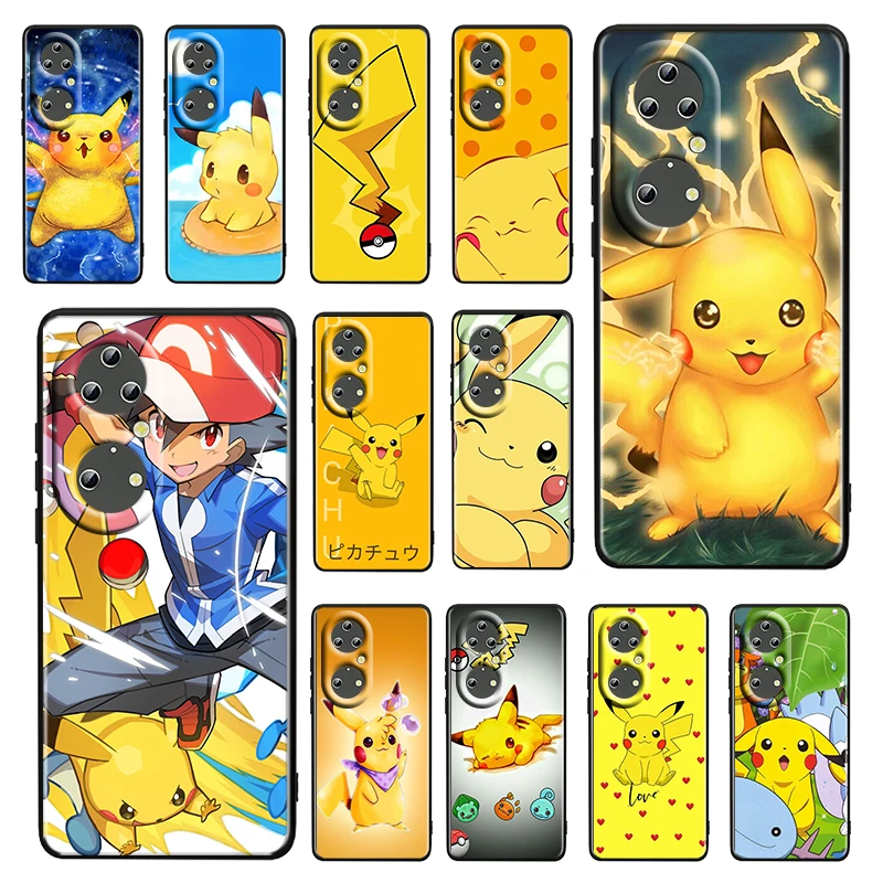

Baby Pikachu Cute Cartoon For Huawei P50 P20 P30 P40 P10 Pro Lite E Plus P9 Lite Mini Silicone Soft Black Phone Case Fundas Capa