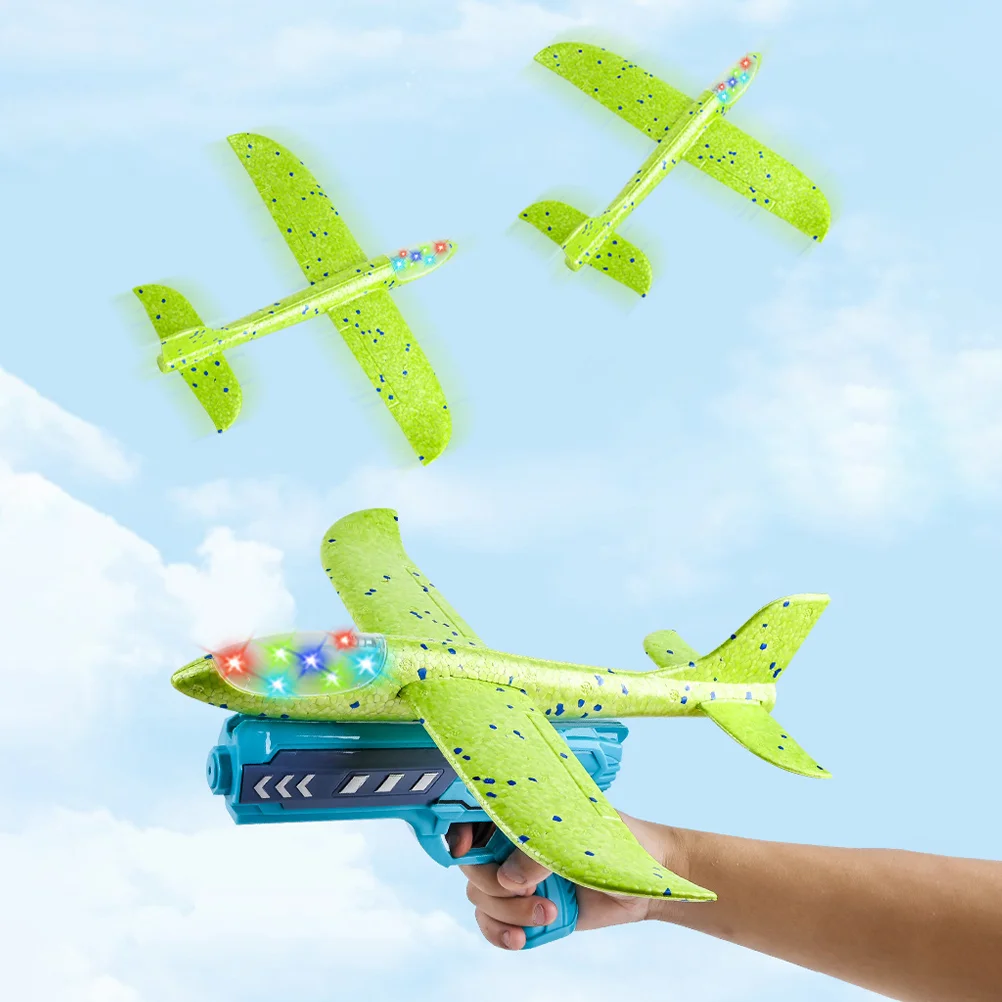 

Luminous Catapult Aircraft Shooting Toys Kids Airplane Game Shine Outdoor Button Foams Model