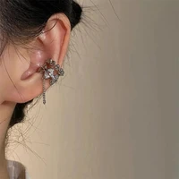 punk chain ear cuff for women clip on earrings without piercing earring girls one side ear cuff cross trendy jewelry gift