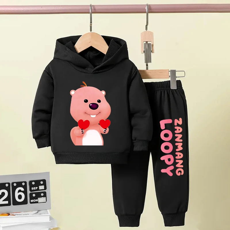 Милая детская одежда с принтом петель бархатный костюм капюшоном осенне-зимний