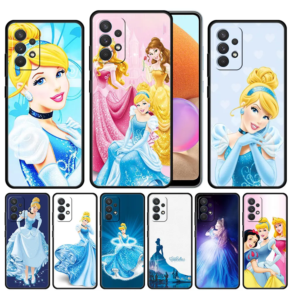 

Case Cover for Samsung Galaxy A12 A52 A51 A50 A71 A32 A02s A41 A22 A33 A53 A73 4G 5G Full Shockproof Disney Cinderella Princess