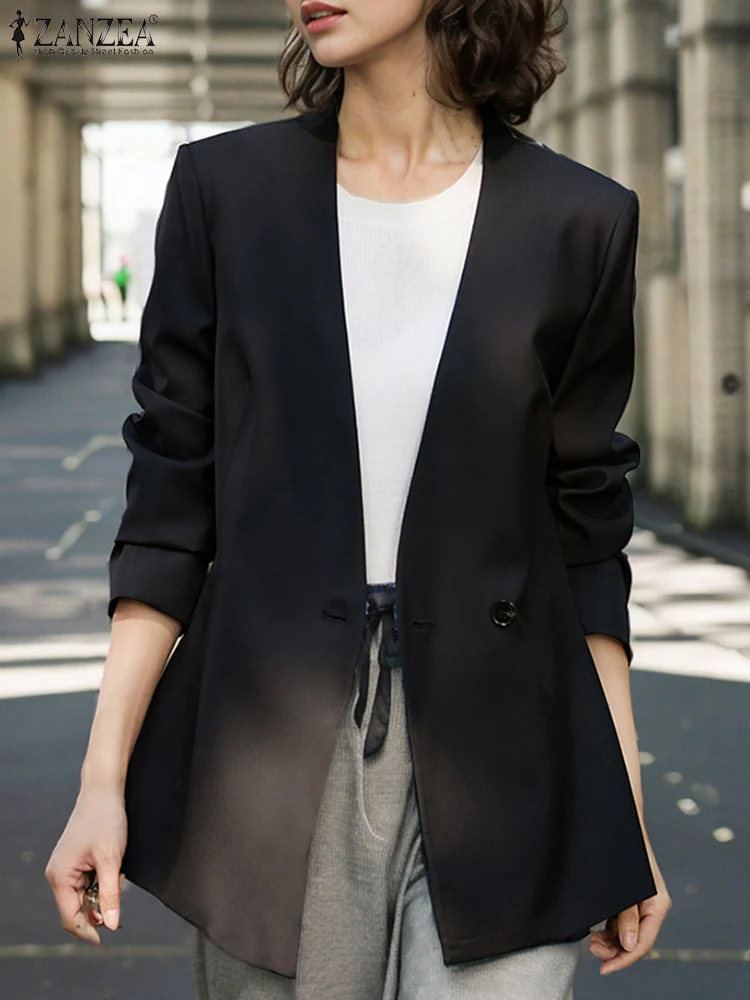 ZANZEA женский пиджак для поездок на работу повседневные свободные пальто с