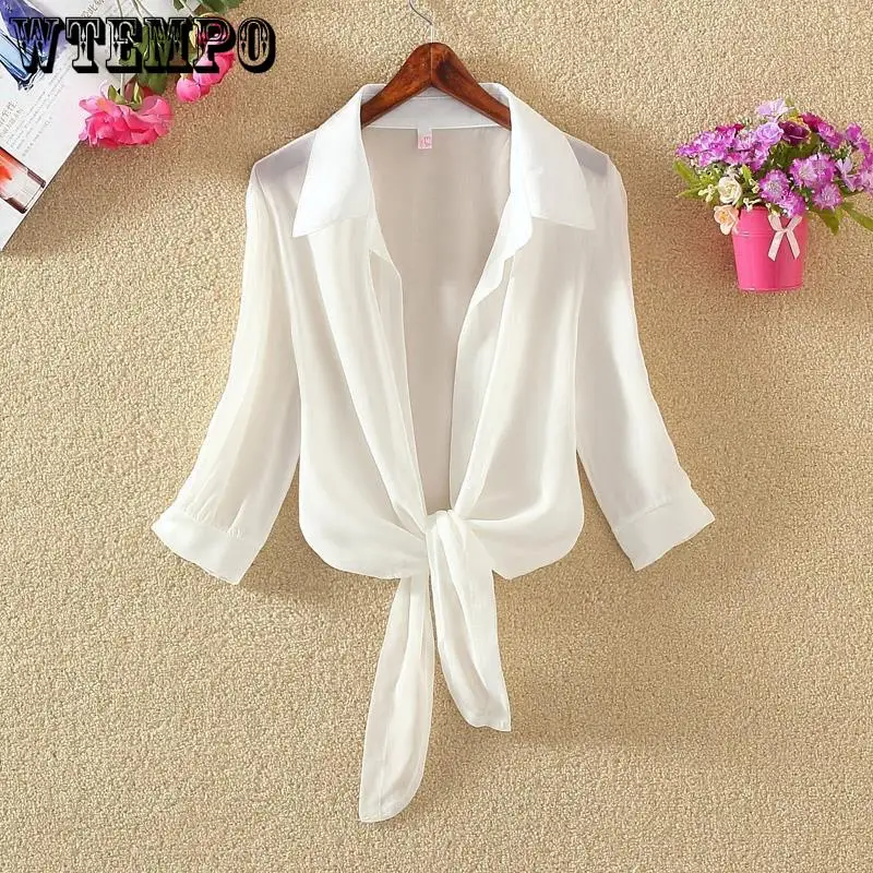 Summer Thin Half-sleeved Small Jacket Female Very Fairy Chiffon Shirt Top Shawl Sunscreen Clothes Air Conditioning Cardigan