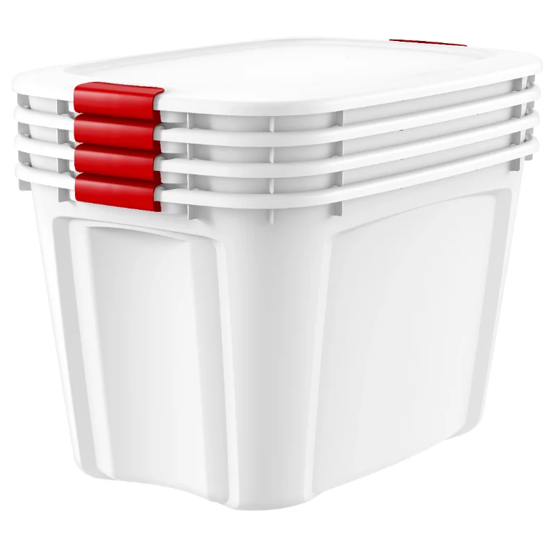 

Bella 4PCS White 32 Gal Plastic Large Storage Box Set