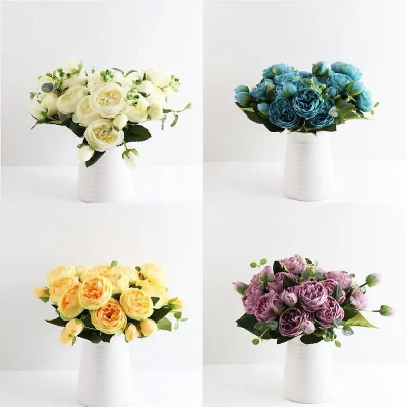 30 см розовый рождественский букет шелковый пион искусственные цветы 5 больших