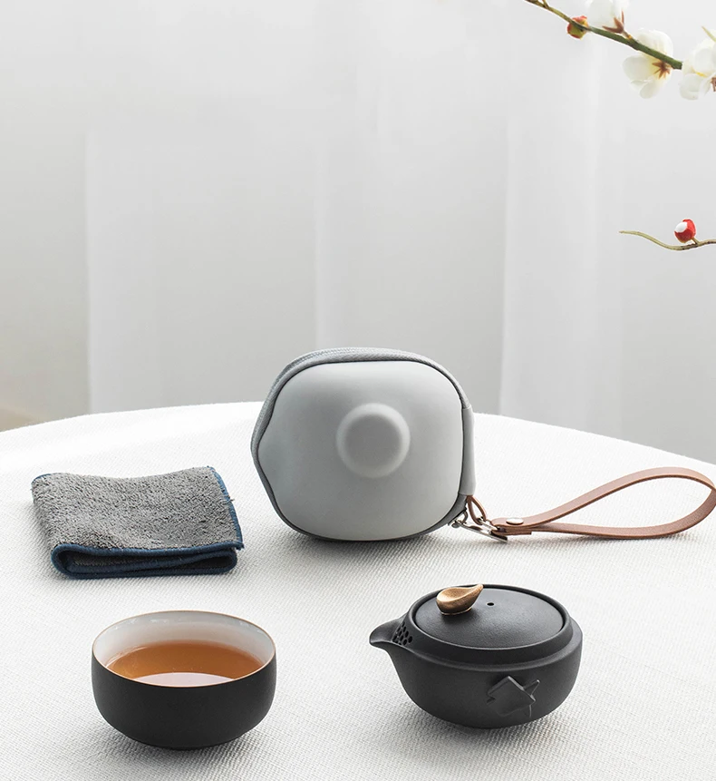 

Ceramic Teapot with 1 Cup Portable Travel Tea Sets