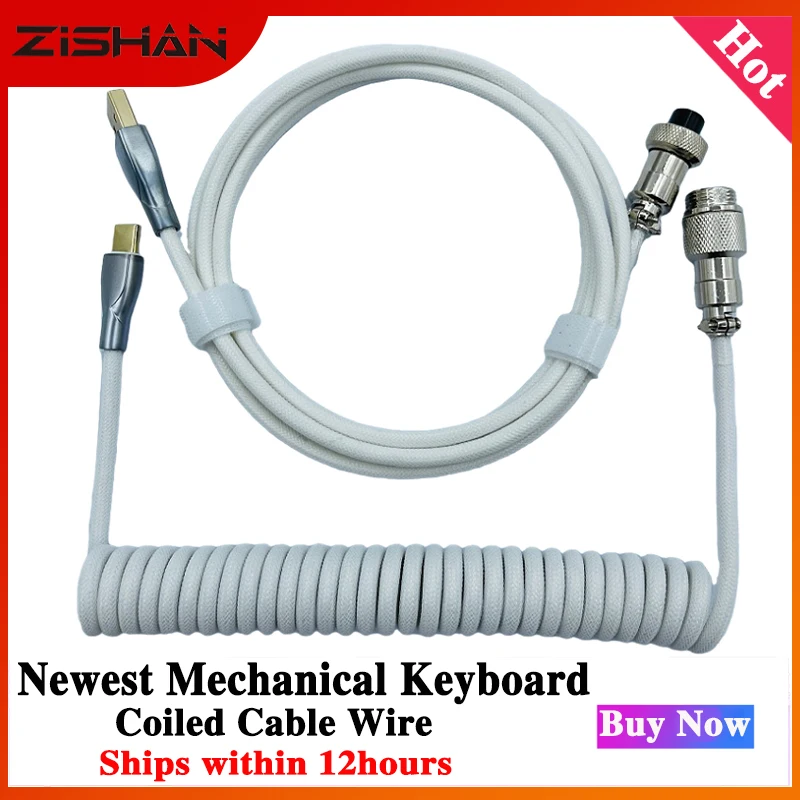 

Type-C USB Cable Coiled Wire Mechanical Keyboard Coiled Aviator Data Cable Air Plug Connector For Gaming Keyboard Accessories