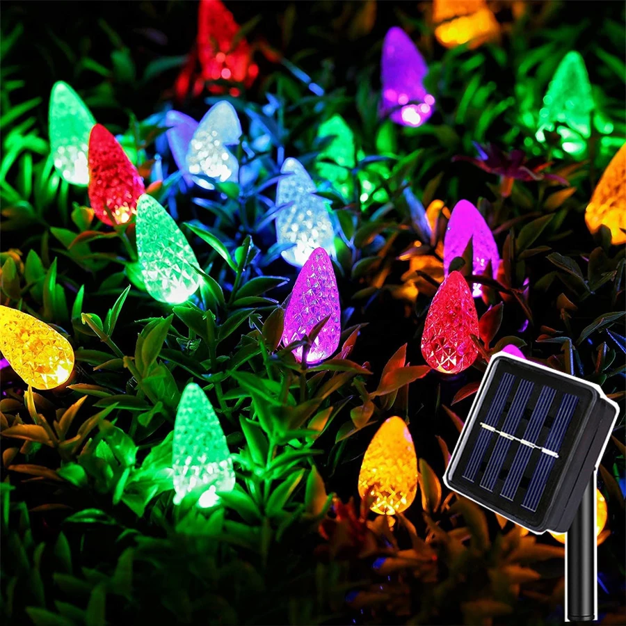 

50/100 LED Solar C6 Strawberry String Light 8 Modes Outdoor Christmas Fairy Light Solar Garland for Wedding Party Garden Decor