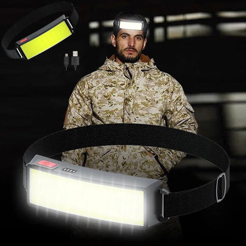 

2021 Year New Style Headlamp Portable Mini COB LED Headlight with Built-in Battery Flashlight USB Rechargeable Head Lamp Torch