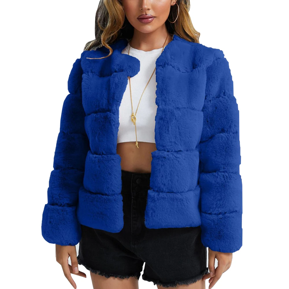 

New Winter Fluffy Fur Jackets for Women Fashion Thick Warm Cropped Top Intimation Fox Fur Short Coat Luxury Soft Lady Outerwear