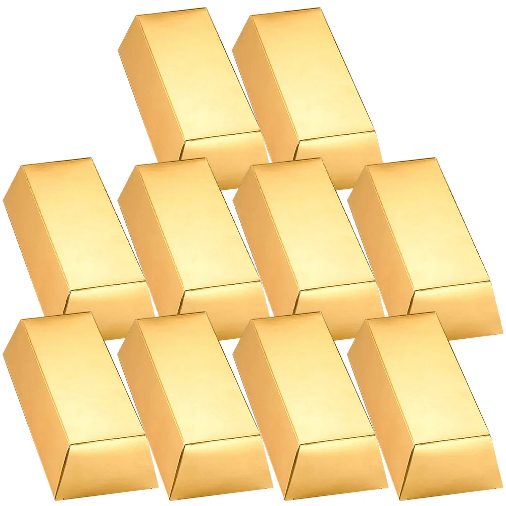 

10 шт., декоративная подарочная коробка, Золотой кирпич, конфеты, 14x8x4 см
