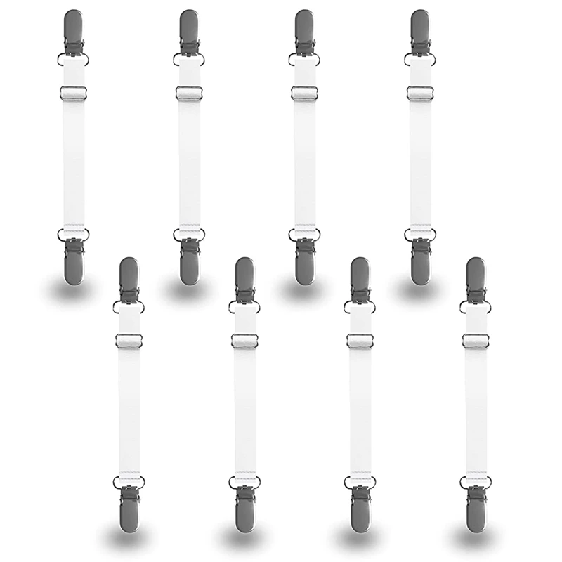 

Bed Sheet Tensioner, Adjustable For Wrinkle-Free Bed Sheets (8 Pieces), Elastic Premium Sheet Tensioner With Metal Clip
