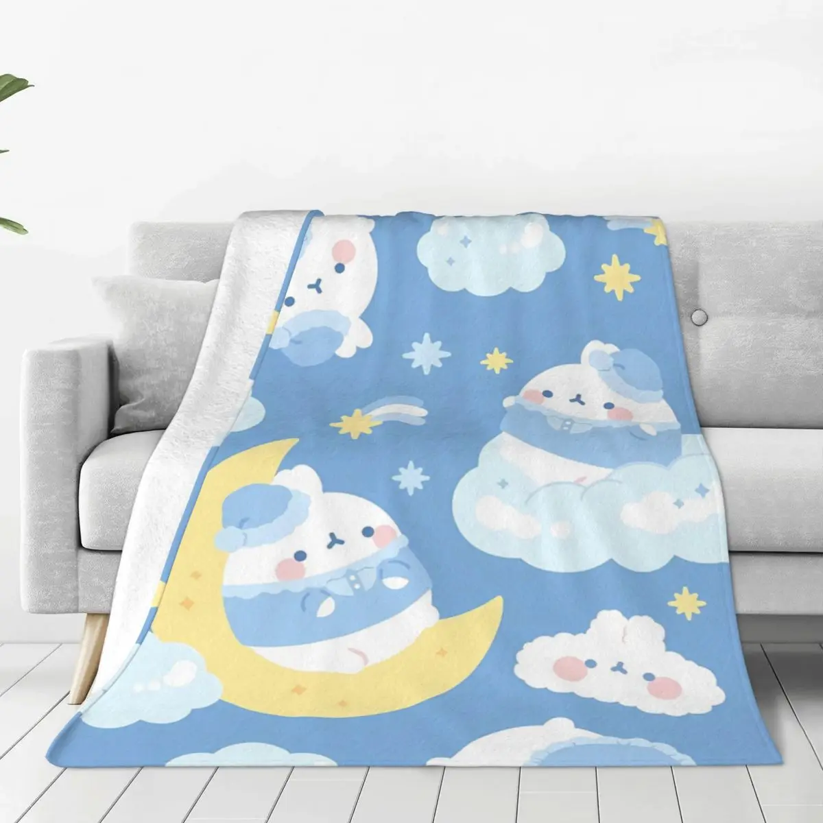 Одеяло Molangs теплое мягкое плюшевое одеяло с принтом для дивана-кровати