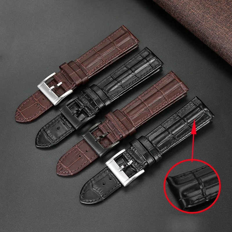 Фото Ремешок из воловьей кожи 20 мм 22 мм для Hamilton Jazzmaster H70605731 H70405710 H32705521, ремешок для часов из натуральной кожи, мужской черный, коричневый браслет №2