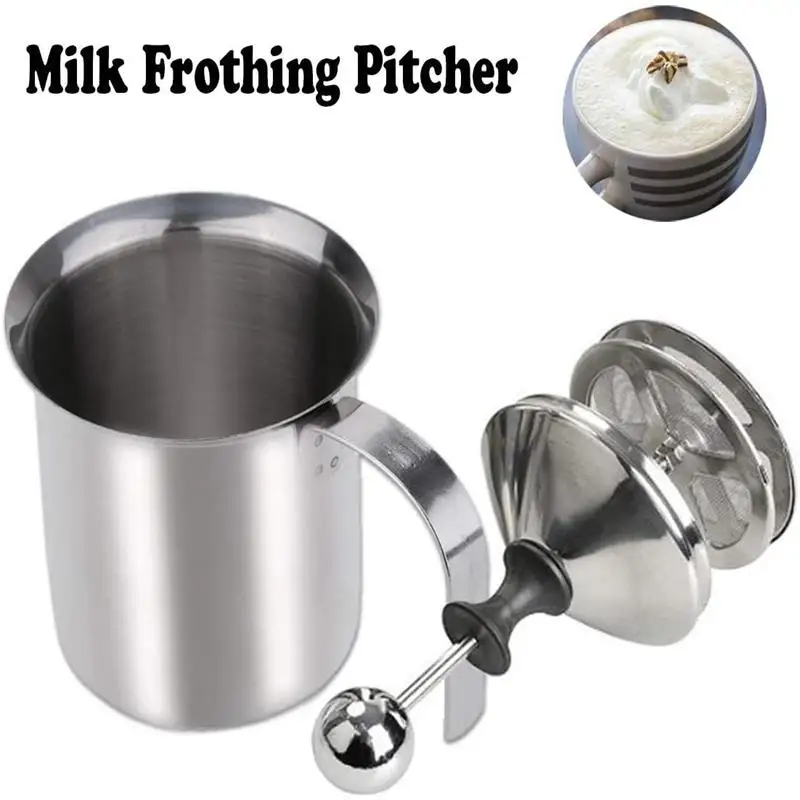 400ml Manual Milk Frother Japanese Style Double Strainer Manual Milk Frother Coffee Supplies Stainless Steel Milk Frother Tools
