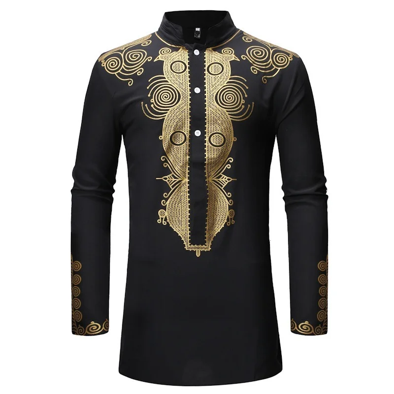 Muslim Black African Dashiki Men 2 Piece Set Print Shirts and Pants Spring Tops Dubai Male Streetwear Afrian Islamic Pakistan