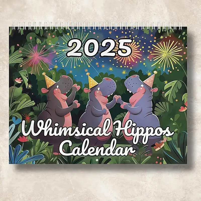 Календарь бегемота на 2025 год забавный подвесной календарь плотная и прочная