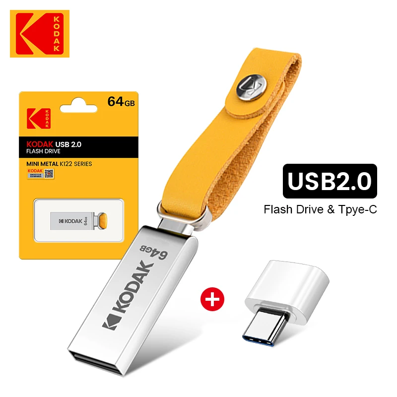 

Металлические флэш-накопители KODAK K122, USB 2,0, 32 ГБ, 64 ГБ, USB мини-флэш-накопитель, карта памяти, флэш-память для ПК, ноутбука, автомобилей