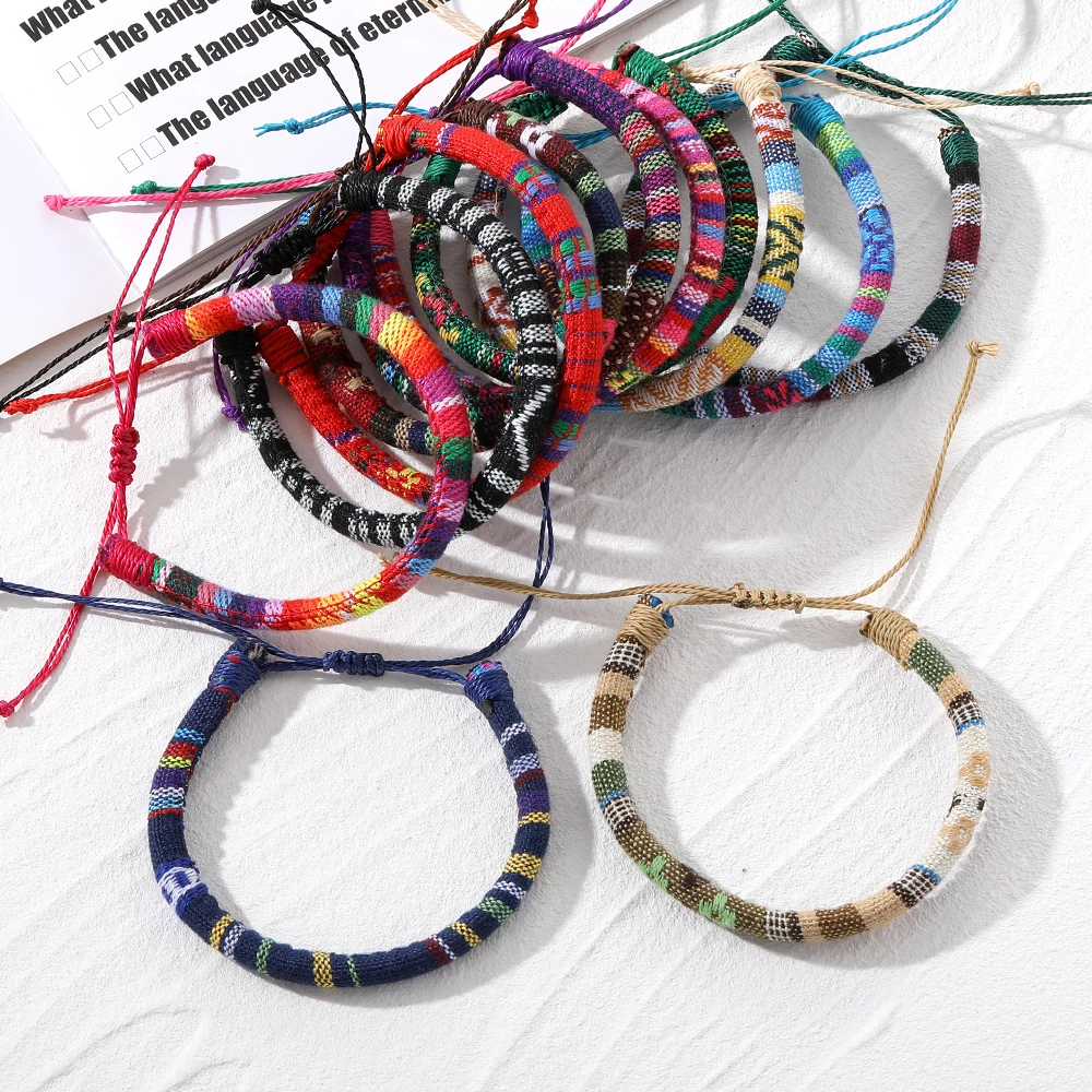 Плетеный этнический браслет FNIO в стиле бохо для женщин и мужчин тканевый ремешок