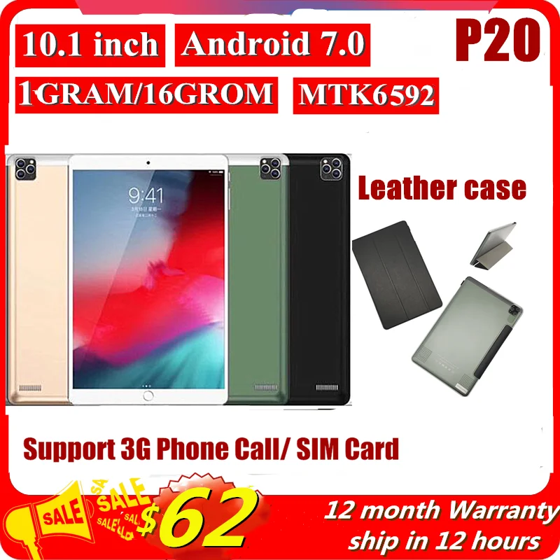 

New Sales 10.1 INCH 3G Phone Call P20 MTK6592 Tablet 1GB RAM DDR3+16GB Andriod 7.0 Dual SIM Card Quad-Core WIFI Two Camera