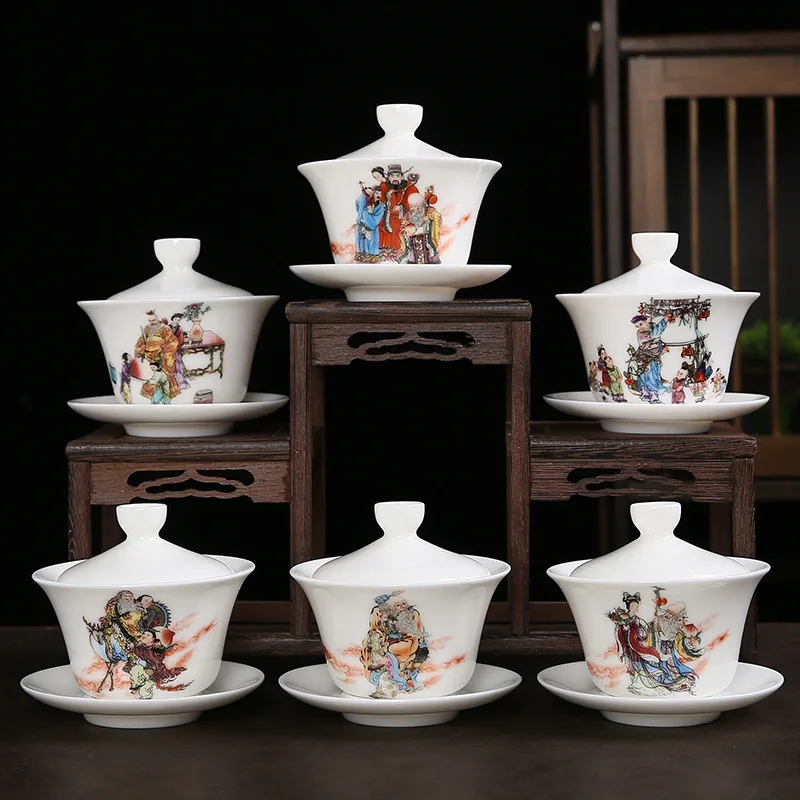 

Белая фарфоровая чайная чашка Gaiwan, Большая Керамическая чайная чашка ручной работы, чайная чаша в китайском стиле, ручная роспись, стандарт...