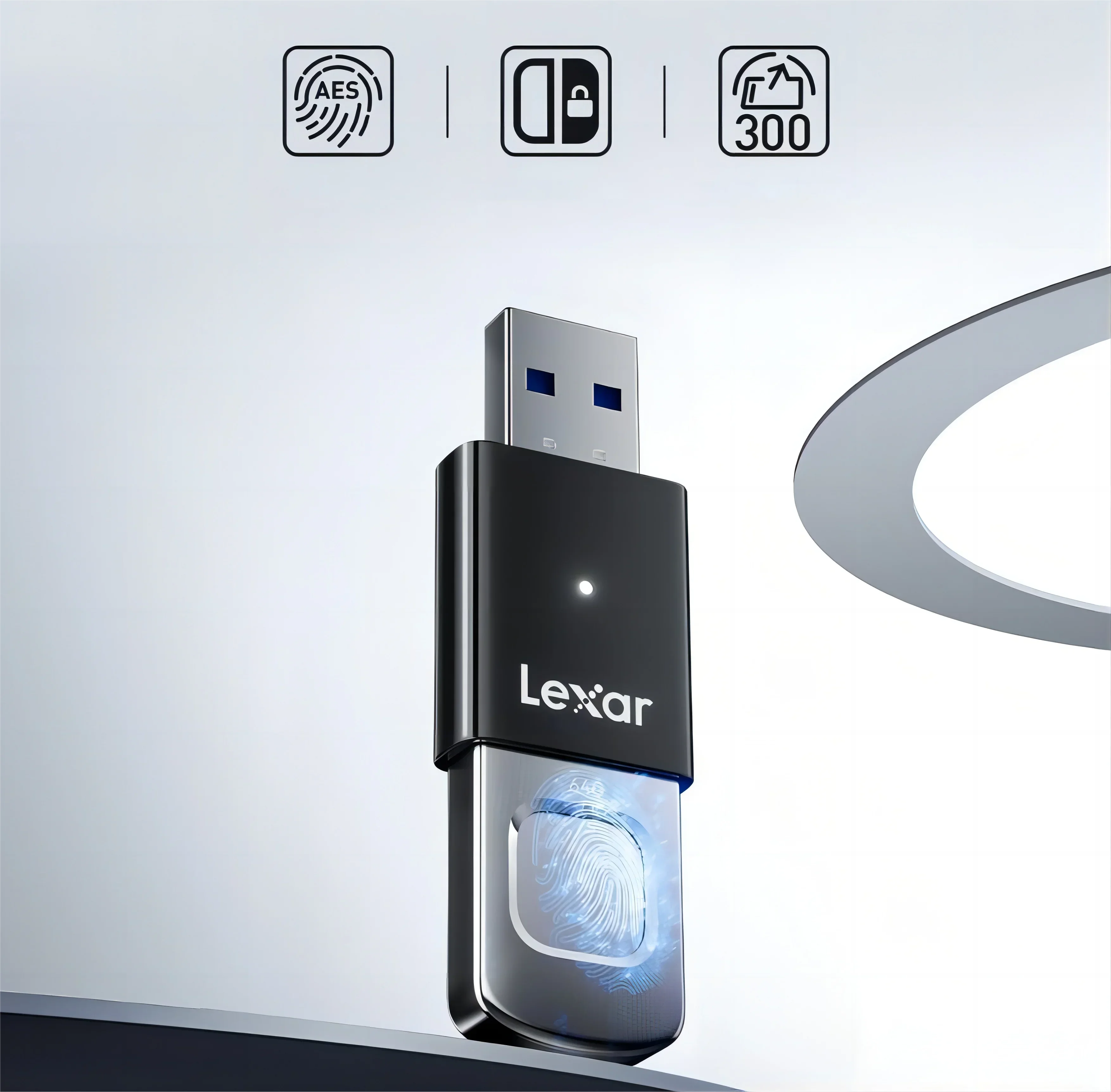 Фото Lexar JumpDrive Fingerprint F35 PRO USB 3.2 Gen 1 флэш-накопитель 64 ГБ 128 ГБ ручка для шифрования отпечатков пальцев 256 ГБ до 400 Мбит/с №3