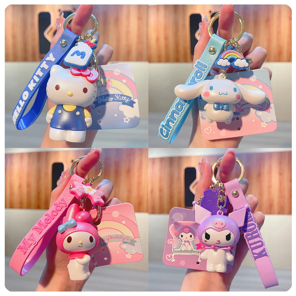 

Kawaii Sanrio Hello Kitty Keychain Cute Kuromi My Melody Car Keychains Backpack Pendant Ornaments Accessories Kids Toys Gifts
