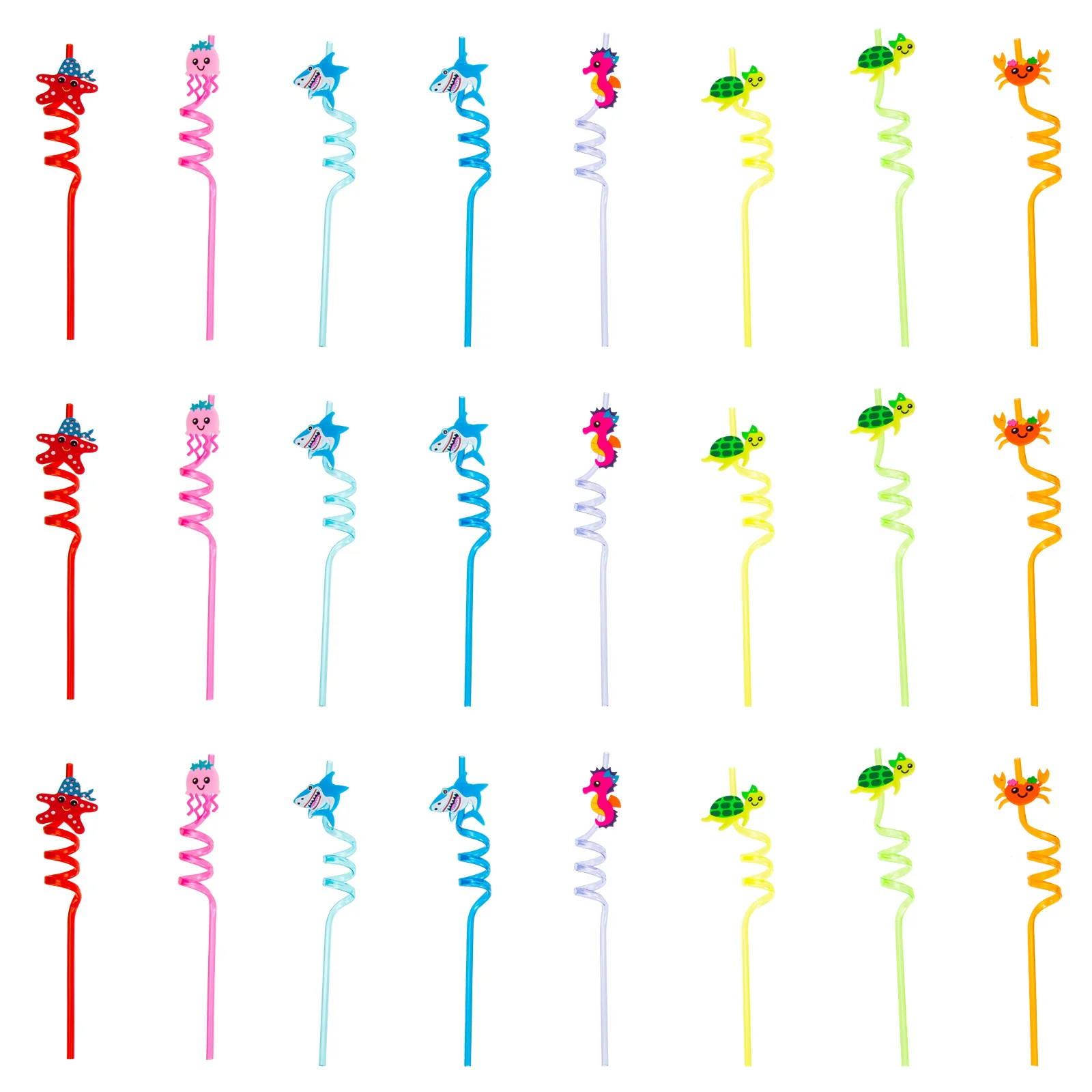 

24pcs Reusable Straws Coffee Shop Plastic Straws Cocktail Straws Beach Straws
