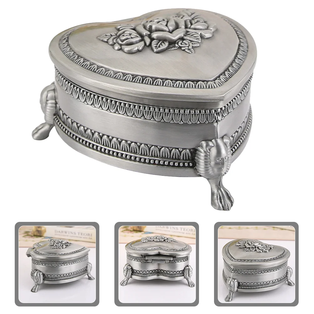 

Embossed Trinket Box Ring Box Heart Design Ring Box Desktop Heart Shape Keepsake Box