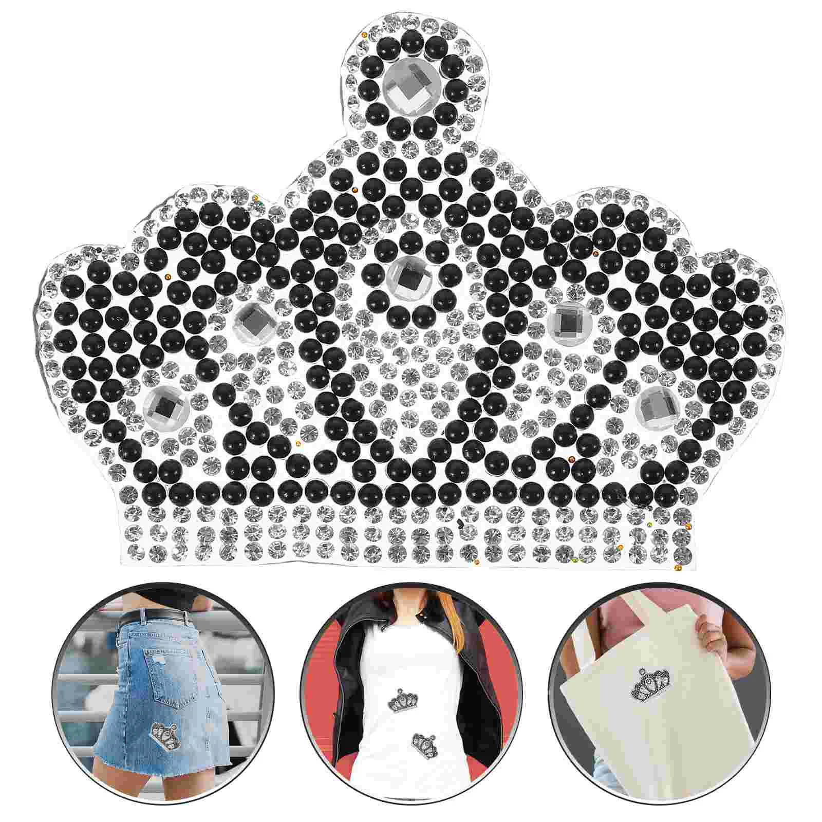 

Decorative Stickers DIY Patch Rhinestones Applique Cowboy Jacket Accessories Crown Patches Self-adhesive Iron Sequin Trim