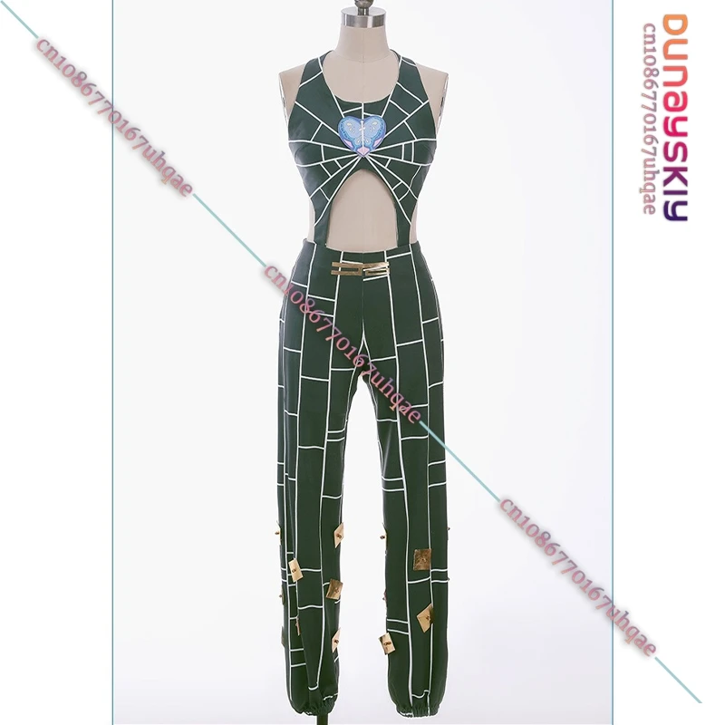 Джолин Куджо Косплей Костюм Аниме JoJ-Bizarre Adventure Cos Наряд Зеленый Клетчатый Парик