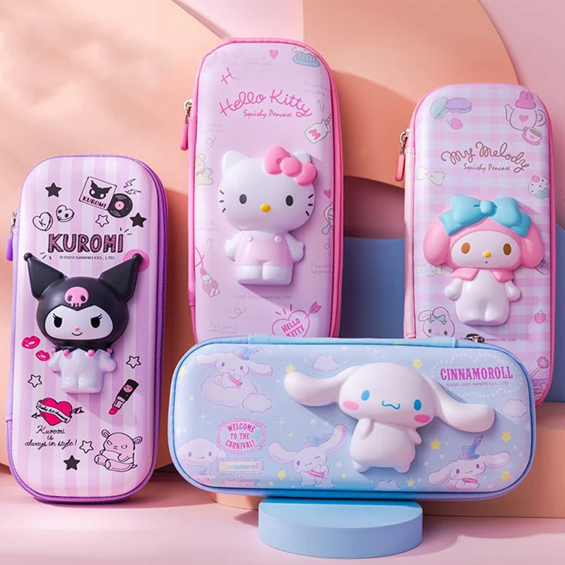 Sanrio decompression Pencil Cases Kawaii HelloKitty Cinnamoroll Melody Purin dog Pencils Bag Pen Case School Supplies Stationery