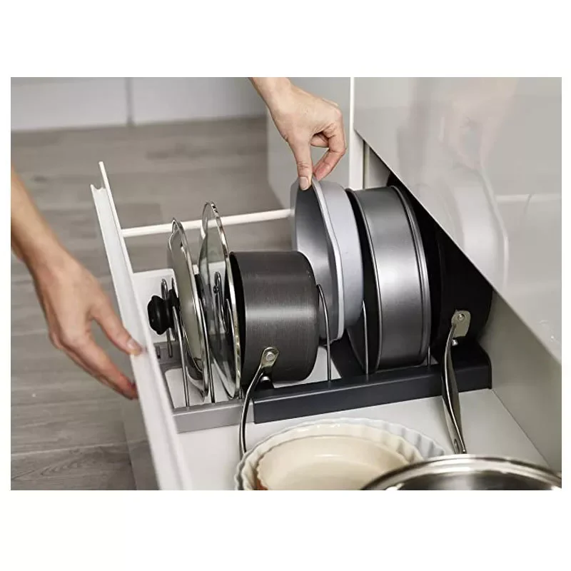 

Steel Retractable Lid Rest Stand Pot Pan Cover Spoon Holder Kitchen Drain Shelf Storage Rack Pot Lid Organization