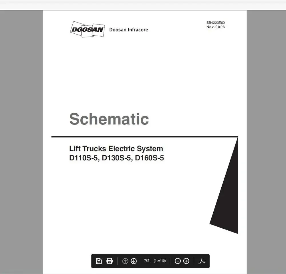 Вилочный погрузчик Doosan Infracore 2009 ручная схема проводки и бюллетень
