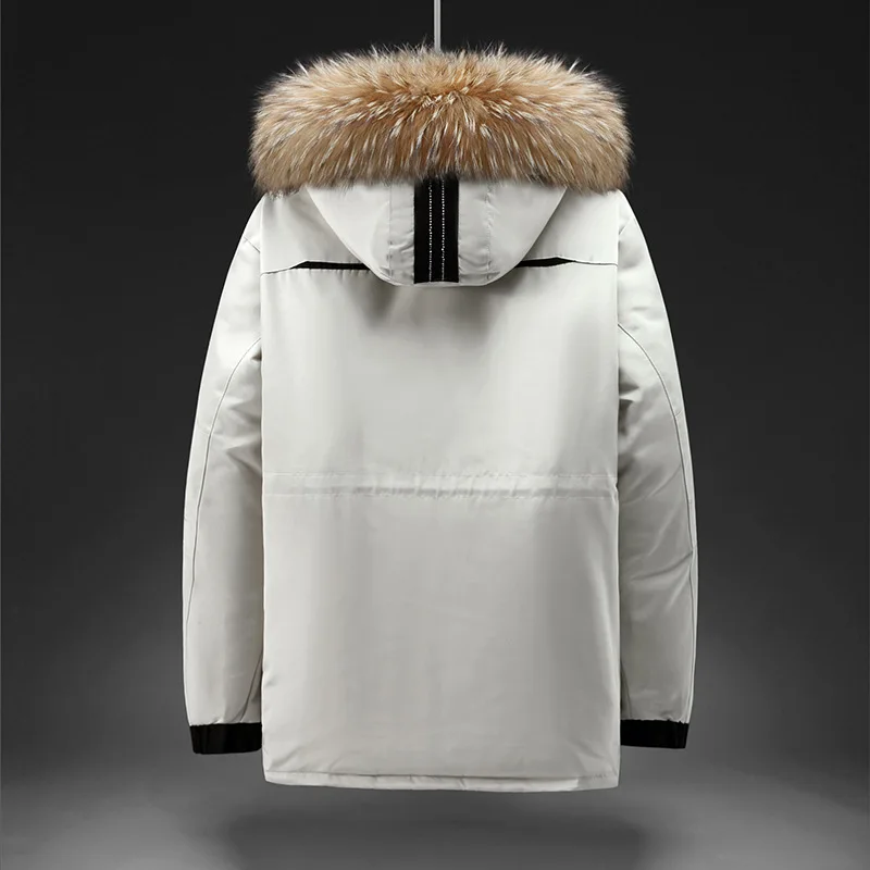 2022 South Korea's Same Winter Men's Overalls Medium Long Hooded Warm Trend Down Jacket