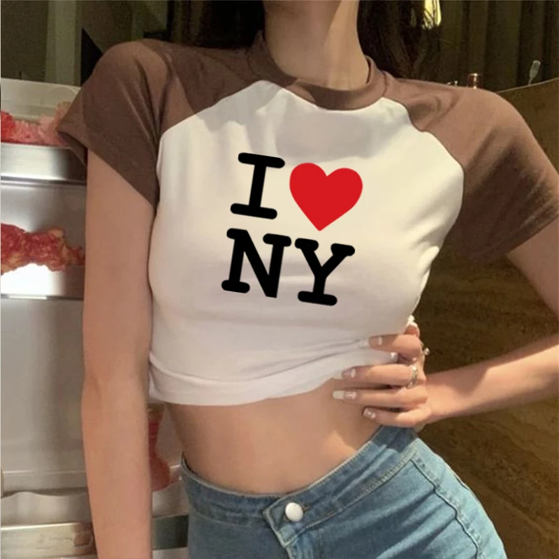 Y2k I Love Ny 2000 уличная одежда в стиле Харадзюку сексуальная Женская милая детская