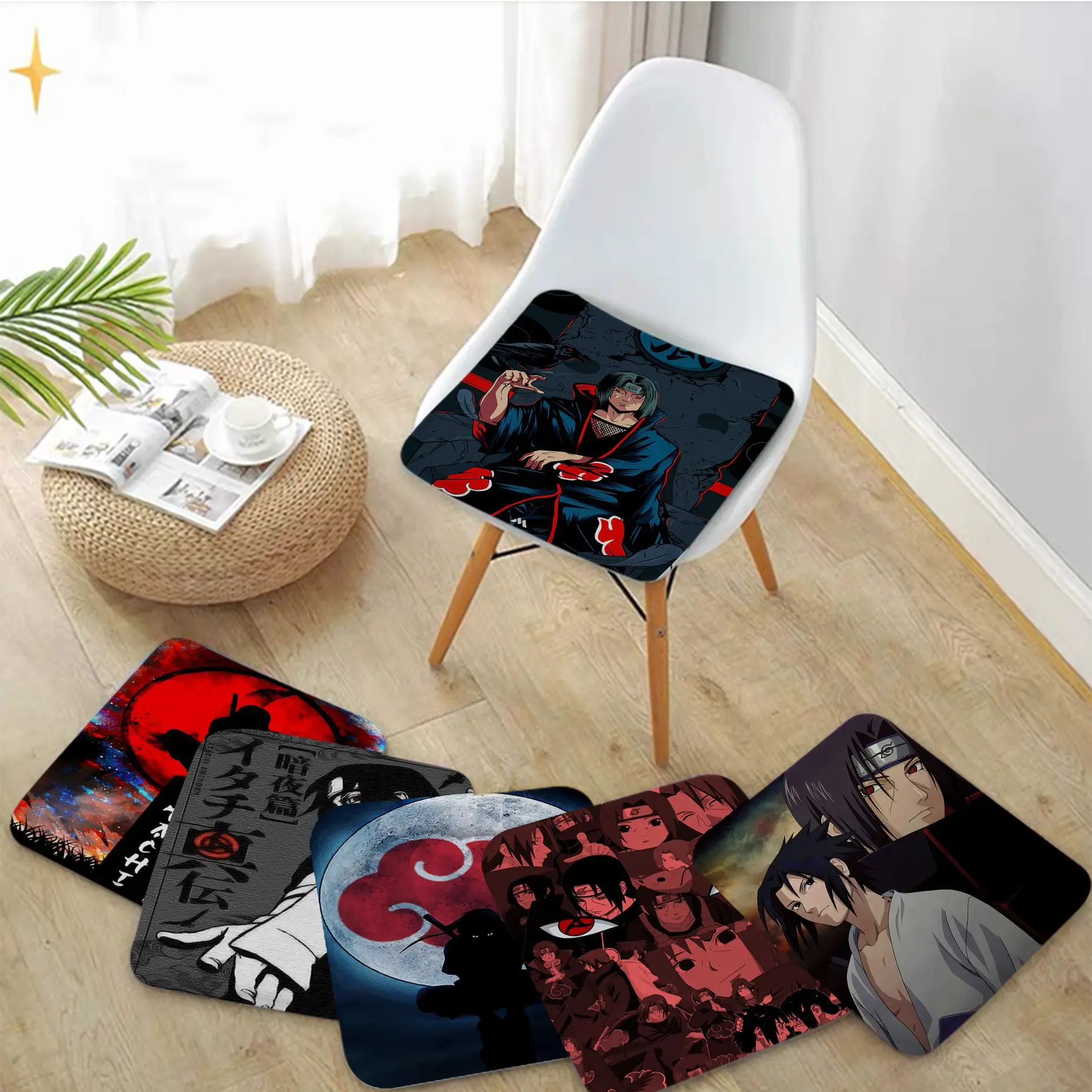 

BANDAI Naruto Uchiha Itachi Square Stool Pad Patio Home Kitchen Office Chair Seat Cushion Pads Sofa Seat 40x40cm Seat Mat